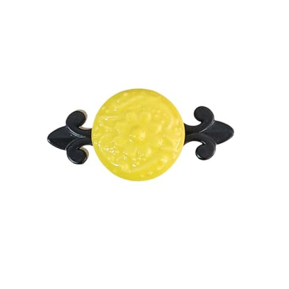 HUAMULAN Ceramic Knobs Cabinet Pulls with Black Base Backplate 10 Pack - color: Yellow Knob + Black Base
