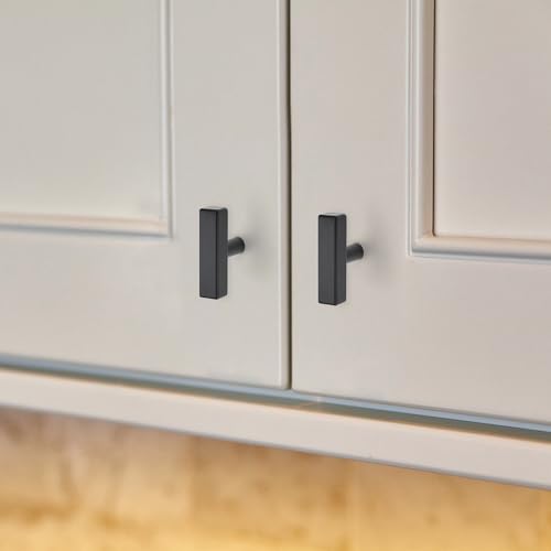 HOME EDIT 10 Pack Matte Black Cabinet Knobs 2 in, Black Square Bar Hardware - color: Black&square Bar
