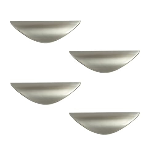 Primst 4 Pack Brushed Nickel Cabinet Pulls, Half moon Drawer Handles Silver Cabinet Handles, Drawer Pulls, Kitchen Cupboard Handle,Cabinet Hardware 1.3in Hole Center - color: Silver, size: S-4PCS