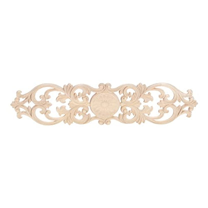 2Pcs Wood Onlays Appliques, Long Wooden Carved Center Carvings Decals - color: 2-Pack, size: 15.8" x 3.6"