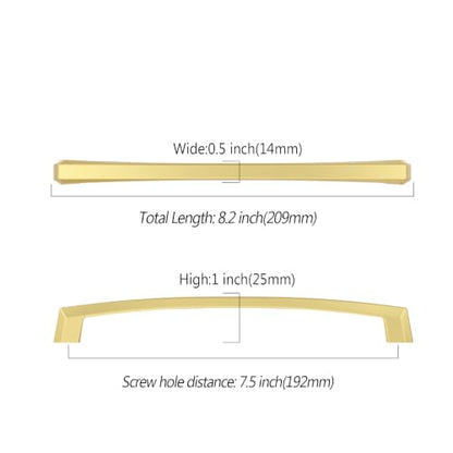 Asidrama 10 Pack 7.5 inch Brushed Gold Kitchen Cabinet Handles - color: Brushed Gold, size: 7.5" Hole Center(192mm)