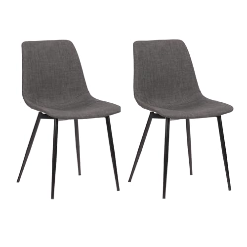 Armen Living Monte Mid Century Modern Dining Accent Chair for Table Kitchen Desk Vanity in Charcoal Gray Fabric Upholstery with Black Metal Legs, Set of 2 - color: Charcoal Gray Fabric, style: 2 Piece Set