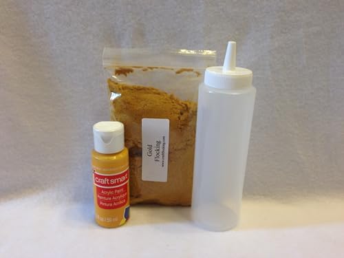 Fowl Flocker Flocking Kit 1oz Flock (Gold) with 2 Ounce Color Matched Acrylic Paint/Adhesive and Applicator - color: Gold