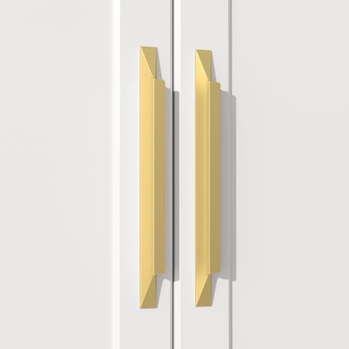 Goldenwarm 25 Pack Gold Cabinet Handles, 5" Hole Center Finger Pulls - color: Matte Gold, size: 5in Hole Centers