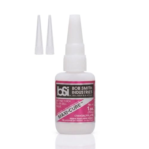 Bob Smith Industries BSI-135H Maxi-Cure™ Extra Thick CA Super Glue - High Viscosity Cyanoacrylate Adhesive for Plastic, Fiberglass, Metal - RC Cars, Archery Fletching - Clear (1 oz) - size: 1 oz