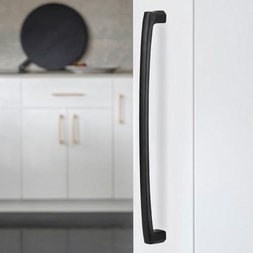 10 Pack 12-3/5 Inch(320mm) Kitchen Cabinet Handles Matte Black Cabinet Pulls Zinc Alloy Drawer Pulls Solid Kitchen Hardware - color: Matte Black, size: 12-3/5'' Hole Center(320mm)