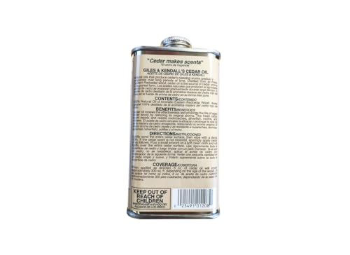 Giles & Kendall Low Luster Clear Oil-Based Cedar Oil 8 oz.