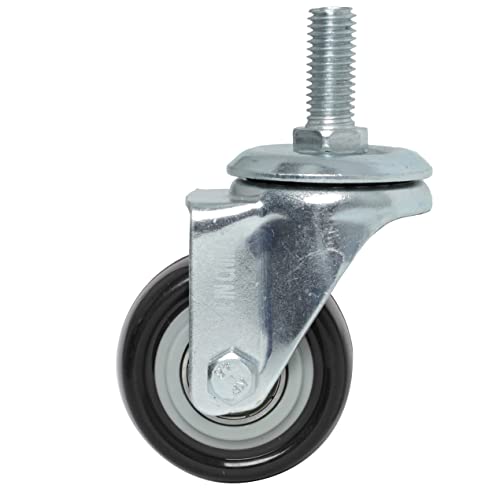 Finnhomy Stem Caster Wheels 2 Inch Heavy Duty Threaded Swivel Casters 3/8"-16x1 Set of 4 Premium Polyurethane Wheels PU Anti-wear Smooth Casters, Black - style: 2 Inch