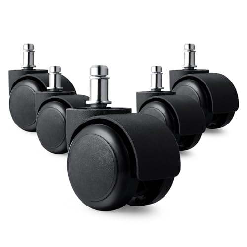 2" Office Chair Caster Wheels, 99% Universal Fit, Quiet Replacement 5 Pack - color: black