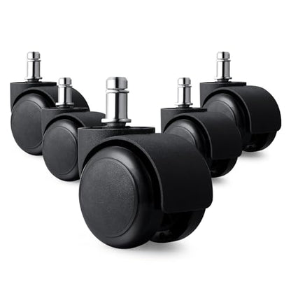 2" Office Chair Caster Wheels, 99% Universal Fit, Quiet Replacement 5 Pack - color: black