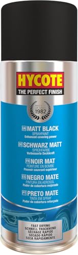 Hycote Black Spray Paint, Matt Black, 13.5 Oz - Fast Drying, UV & Weather Resistant, Acrylic Formula for Superior Protection – For Automotive & DIY Use, 400ml - color: Black (Matt), size: 13.5 Ounce (Pack of 1)