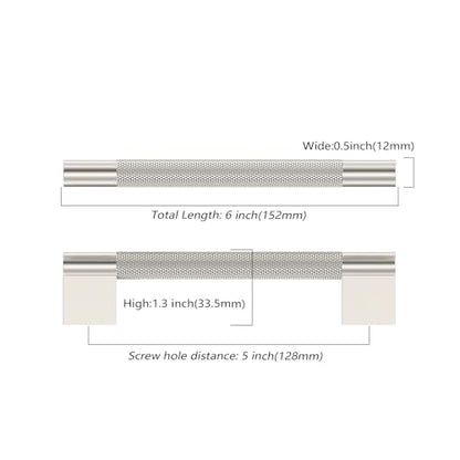 Asidrama 10 Pack 5 inch Brushed Satin Nickel Knurled Cabinet Handles - color: Brushed Satin Nickel, size: 5" Hole Center(128mm)