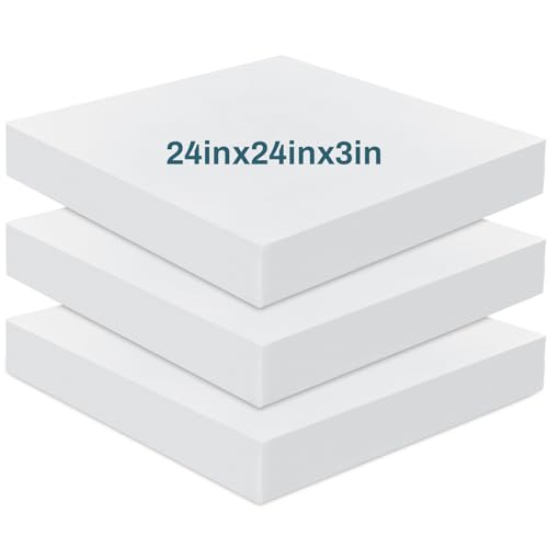 Frienda 3 Pack 3" x 24" x 24" Upholstery High Density Foam Cushion - size: 3 x 24 x 24 Inch