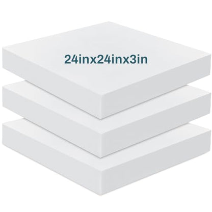 Frienda 3 Pack 3" x 24" x 24" Upholstery High Density Foam Cushion - size: 3 x 24 x 24 Inch