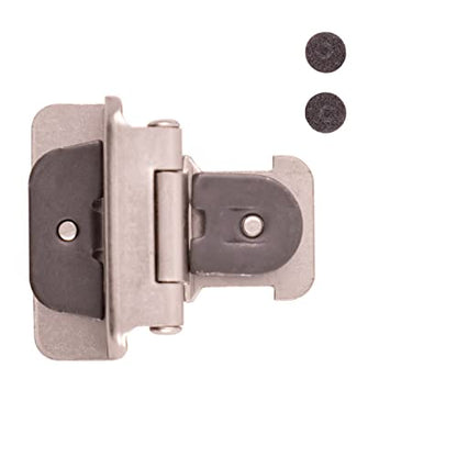 Hickory Hardware P5310-SN Double Demountable Hinge - 170° Opening Face Frame - 1/2 Inch Overlay Self-Closing Feature - Easy Installation Cabinet Screwless Mounting Satin Nickel Finish 1 Pair - color: Satin Nickel