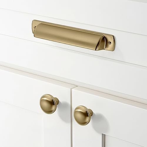 khtumeware 20 Pack 1-1/4 inch Brushed Brass Cabinet Knobs - Brushed Gold Drawer Knobs for Dresser & Kitchen Drawers - color: Brushed Brass, size: 1-1/4"(32mm)