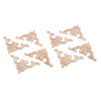 8Pcs Wood Carved Appliques Onlays Small Corner Carving Decals for Furniture - size: 6x6cm/2.36"x2.36"