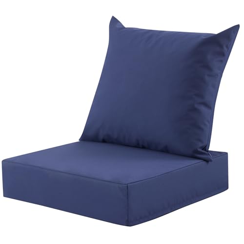 Outdoor Deep Seat Cushion Set, 24x24 Inch, Navy Blue, Set of 1 - color: Navy Blue