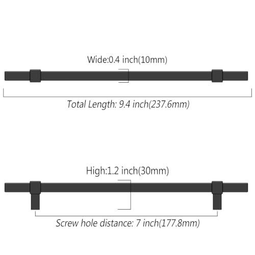 Asidrama 10 Pack 7 inch Matte Black Kitchen Cabinet Handles - color: Matte Black, size: 7" Hole Center(177mm)