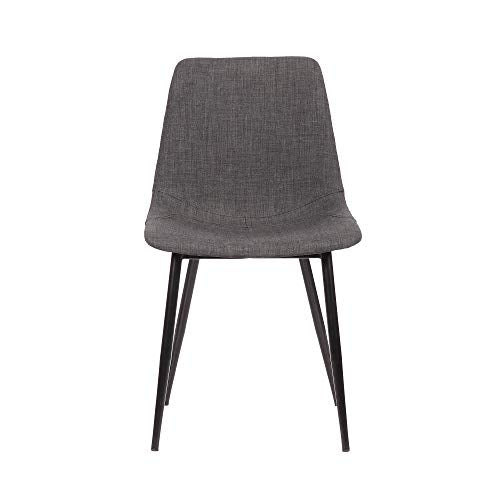 Armen Living Monte Mid Century Modern Dining Accent Chair for Table Kitchen Desk Vanity in Charcoal Gray Fabric Upholstery with Black Metal Legs - color: Charcoal Gray Fabric, style: Single