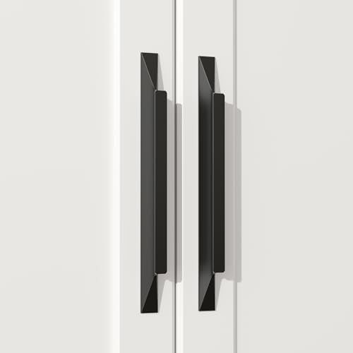 Goldenwarm 25 Pack Black Cabinet Handles, 5" Hole Center Finger Pulls - color: Black, size: 5in Hole Centers