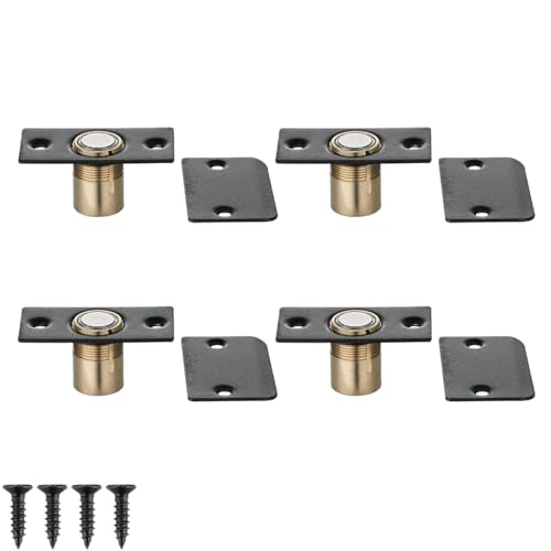 JQK Closet Magnetic Door Ball Catch Hardware, 430 Stainless Steel Catch Adjustable with Strike Plate, Black Finish 4 Pack, HBC120-BK-P4 - color: Black, size: Magnetic 4 Pack
