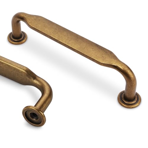 10 Pack 3-3/4 inch Antique Brass Kitchen Cabinet Handles - color: Antique Brass, size: 3-3/4'' Hole Center(96mm)