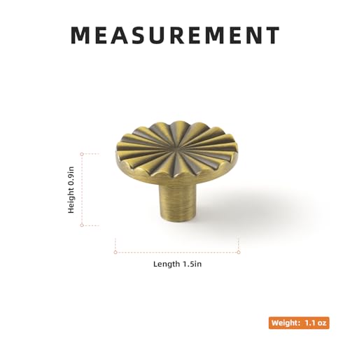 Goo-Ki Brushed Bronze Cabinet Knob,Modern 1.5''（36mm Dia Zinc Alloy Drawer Knobs with Round Flower Design,6 Pack - color: Brushed Bronze, size: 1.5'' Dia Single Hole Knob