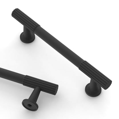 Asidrama 10 Pack 3.75 inch Matte Black Kitchen Cabinet Handles - color: Matte Black, size: 3.75" Hole Center