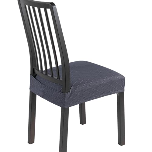 SearchI Dining Chair Seat Covers, Rear Covered(Check Jacquard Grey, 4pcs) - color: Check Jacquard Grey