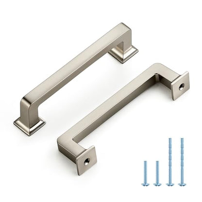 HOME EDIT Brushed Nickel Cabinet Handles Zinc Pulls 3-3/4 Inch 10 Pack - color: Brushed Nickel, size: 3-3/4 inches Hole Center