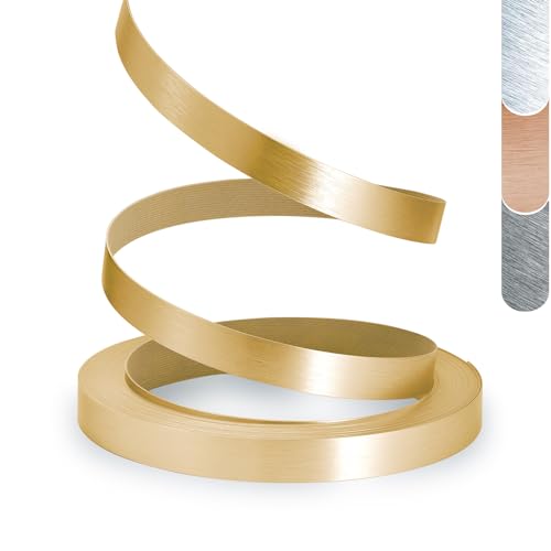 Gold Edge Banding, 7/8" x 100ft Brushed Aluminum Edge Banding PVC Aluminum Edge Trim for Cabinet Repair Furniture Restoration - color: Gold, size: 7/8"x 100ft