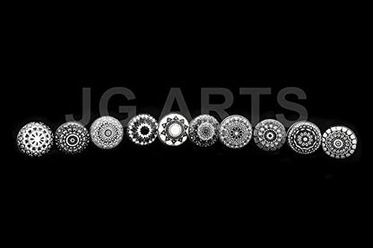 JGARTS Set of 10 Black Ceramic Porcelain Pottery Cabinet knob Drawer pulls Furniture Handles Shabby Chic Vintage