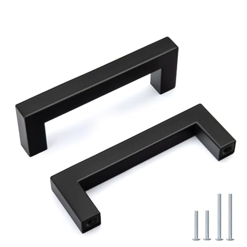 Goldenwarm 35 Pack 3 in Matte Black Cabinet Handles Square Drawer Pulls - color: Matte Black, size: 3 Inch Hole Center