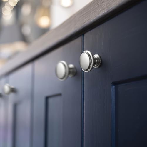Set of 12 Satin Nickel Cabinet Knobs – Rounded Tiered Shape Modern Kitchen Hardware Contemporary Drawer Handles - color: Brushed Satin Nickel