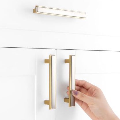 Nickel and Gold Cabinet Pulls Drawer Handles 3-3/4 Inch 5 Pack 2281 - color: Brushed Nickel & Gold, size: 3-3/4 In Hole Distance, style: 5 Pack