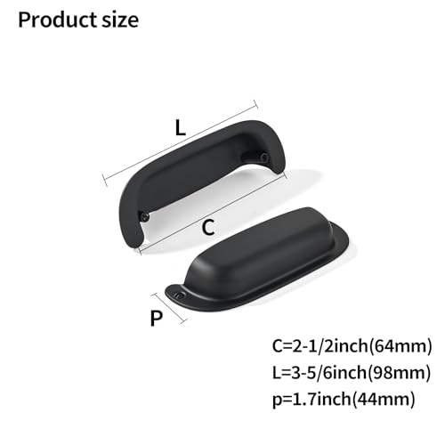 khtumeware 10 Pack 2-1/2"(64mm) Hole Center Retro Drawer Pulls Matte Black Cabinet Bin Cup Pulls Bathroom Hardware Cabinet Handles Drawer Handles Knobs - color: Matte Black, size: 2-1/2"(64mm) Hole Center, style: 10-Pack