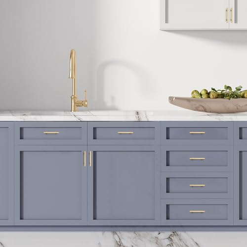 HOME EDIT 3-3/4 inch Cabinet Handles, 10 Pack Kitchen Cabinet Handles Gold Drawer Pulls Zinc Alloy Square Bar Kitchen Pulls - color: Gold, size: 3-3/4 Inch Hole Center