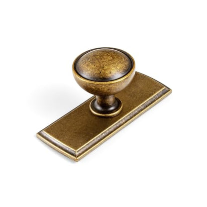 6Pack Antique Brass Cabinet Knob with Backplate Round Drawer Knob - color: Antique Brass, style: Escutcheon