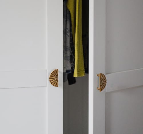 Goo-Ki 2.5''Hole Centers Antique Brass Cabinet Pulls, Accessible Luxury Zinc Alloy Drawer Pulls with Fan-Shaped - color: Antique Brass, size: 2.5'' Hole Centers Fan-Shaped Pull