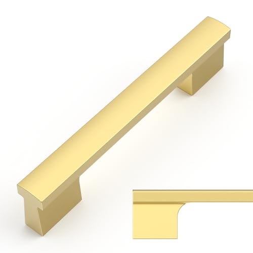 Amerdeco 10 Pack Brushed Gold Cabinet Pulls 4 Inch(102MM) Hole Centers Kitchen Cabinet Handles Hardware - color: Gold, size: 4"/102MM Hole Center, style: 10 Pack