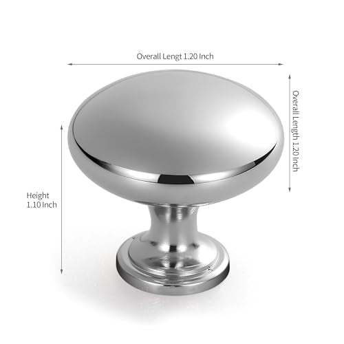 Lardmon 10 Pack Polished Chrome Round Cabinet Knobs 1.2 Inch(30.5mm) Dia. Mushroom Drawer Knobs Modern Single Hole Cabinet Pulls Solid Kitchen Knobs Cabinet Handles Kitchen Hardware for Dresser - color: Polished Chrome, size: 1.2 Inch Diameter, style: 10