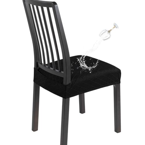 SearchI Waterproof Dining Chair Seat Covers Set of 4, Check Black - color: Check Black