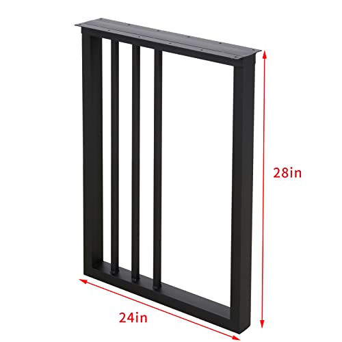 Metal Table Legs 28''Hight 24'' Wide Black Heavy Duty Furniture Legs for DIY Computer Table Modern Desk Legs Industrial & Rustic Duty Square Tube Desk Legs Set of 2 (28X24 inch) - size: 28X24 inch