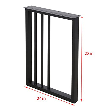 Metal Table Legs 28''Hight 24'' Wide Black Heavy Duty Furniture Legs for DIY Computer Table Modern Desk Legs Industrial & Rustic Duty Square Tube Desk Legs Set of 2 (28X24 inch) - size: 28X24 inch