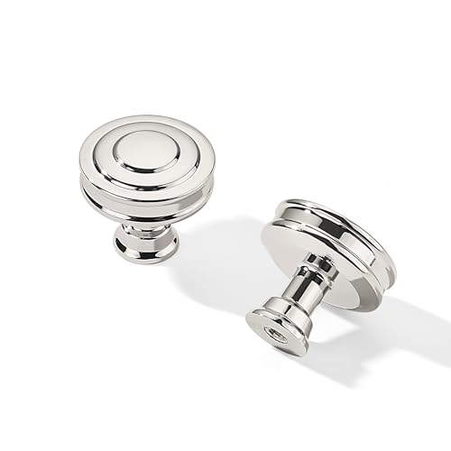 khtumeware 10 Pack 1-1/4 Inch(32mm) Polished Nickel Round Cabinet Knobs Heavy Duty Soild Cabinet Knobs Kitchen Cabinet Hardware for Cupboard Drawer Handles - color: Polished Nickel, size: 1-1/4"(32mm)Diameter