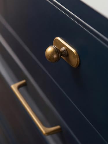 Goo-Ki Antique Brass Cabinet Knobs with Oblong Backplate, 6 Pack - color: Antique Brass, style: Oblong Plate
