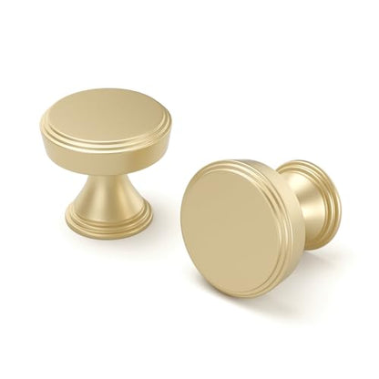Haliwu 20 Pack Gold Cabinet Knobs Brushed Brass Drawer Knobs - color: Brushed Gold & Round C