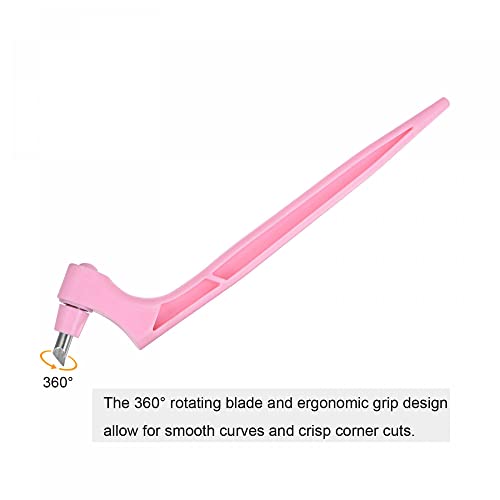 uxcell Craft Cutting Tools, 360 Degree Rotating Blades Stainless Steel Cutter with 15 Degree Blade for DIY Crafts Stencils Scrapbooks, Pink - color: Pink