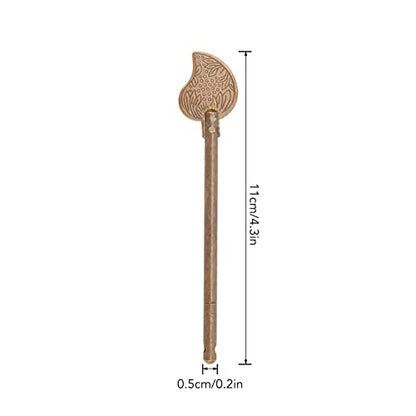 Chinese Leaf Bolt Locking Pin, 4.3in Safety Pure Brass Key Locking Arm for Asian Cabinet Door Chest, Furniture Hardware Locking Up Files